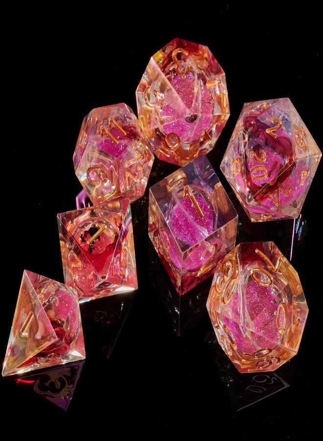 FugaCity DND Dice Set,Liquid Core Handmade Sharp Edge 7 Piece Resin Dice-Dungeons and Dragons Polyhedral Dice Set, D&D Dice Set with Gift Dice Case for RPG MTG Table Games （ - Image 2